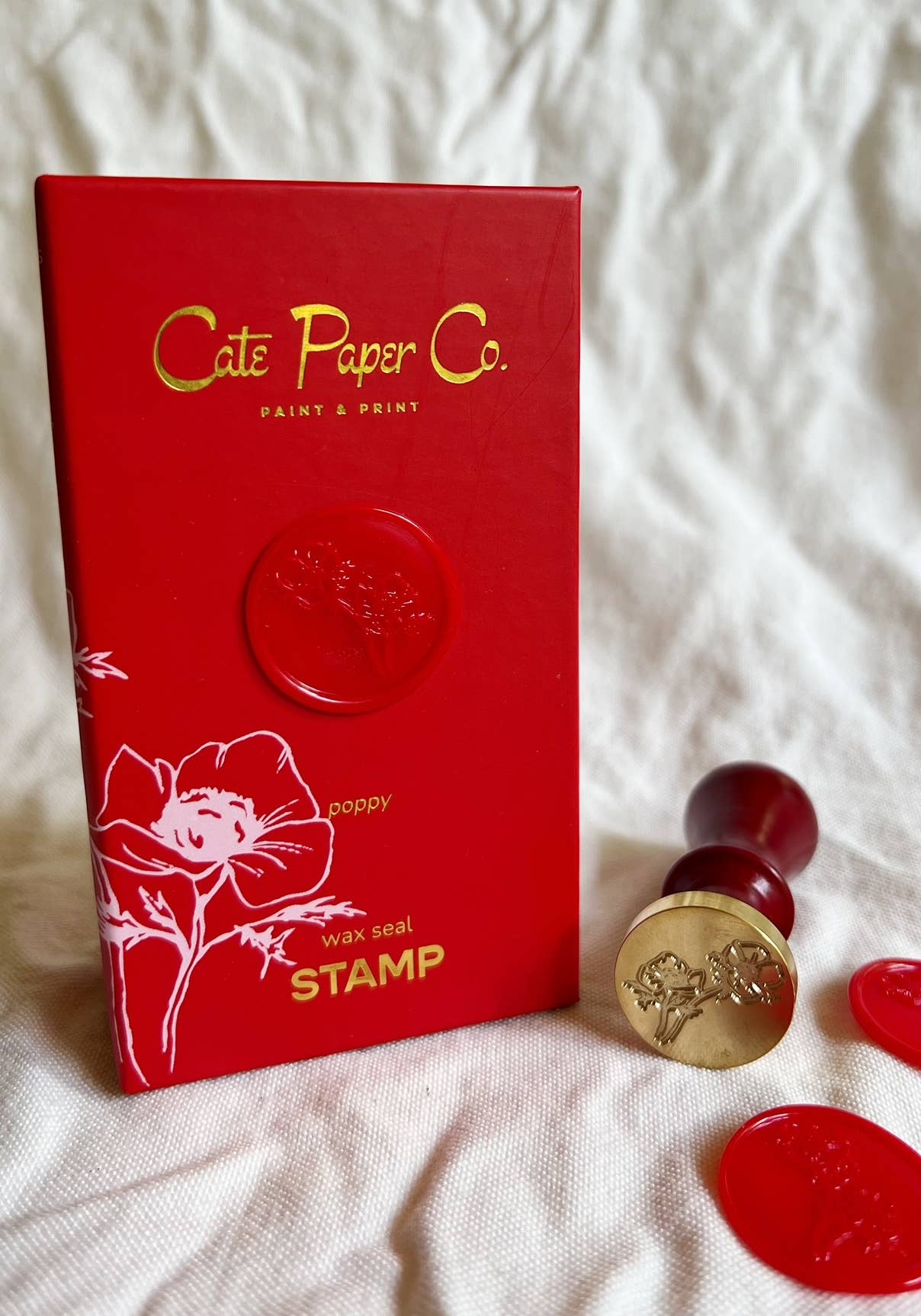 Cate Paper Co. - Wax seal stamp and wax stick set-Poppy