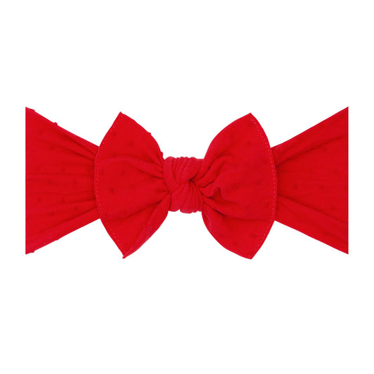 Baby Bling Bows - Patterned Shabby Knot Headband: Cherry / Red dot