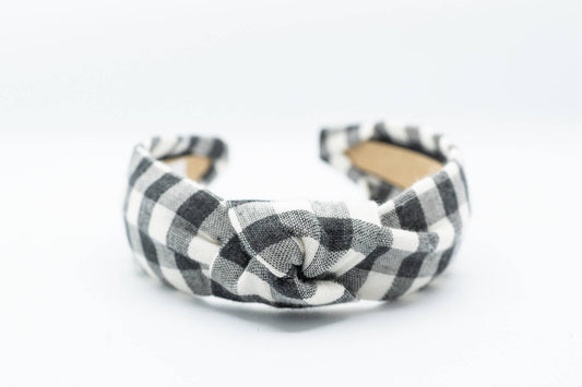 Maddie and Me Handmade - Black Check Knot Headband