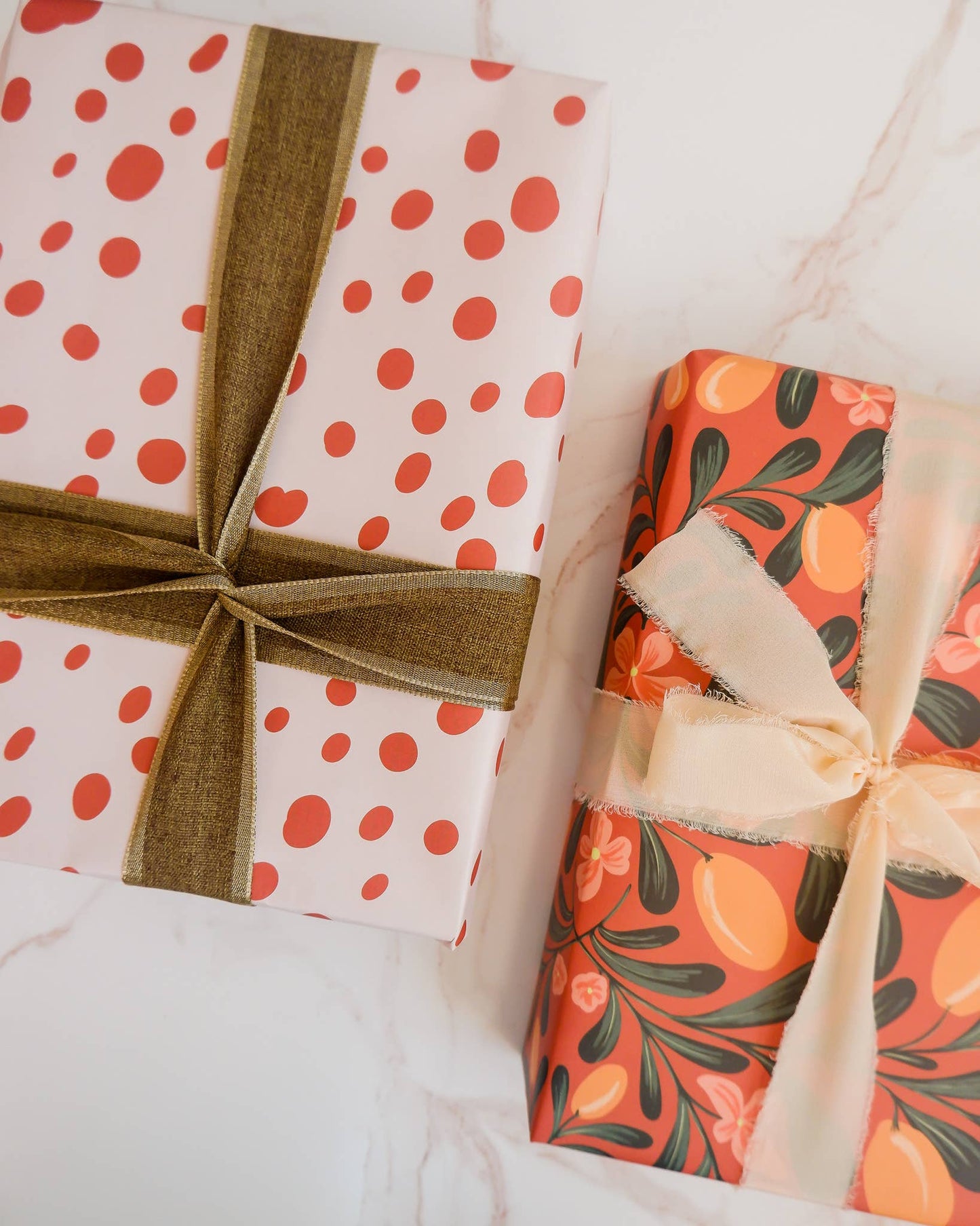 Orange Fruit and Dalmatian Spots Double Sided Gift Wrap | Reversible Gift Wrap