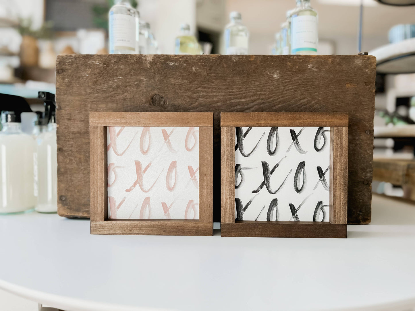 Lily and Sparrow - XOXO - Square | Valentine's Day Wood Signs: Blush / 7x7"